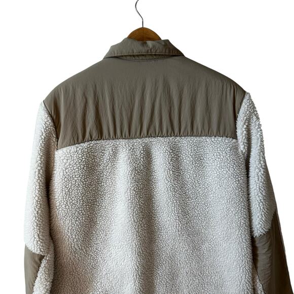 Y2K H&M Men’s Sherpa Fleece Jacket Regular Fit Cream Brown Size Small Gorpcore - Picture 5 of 11